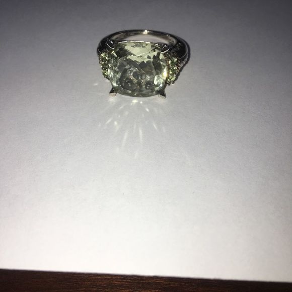Nicolette Sterling Silver 14K Gold Green Amethyst Ring size 7 - Picture 4 of 8